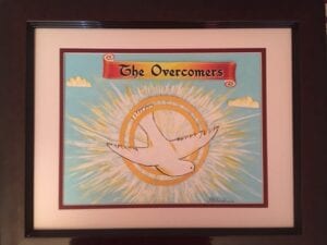 A painting of the overcomers is displayed.